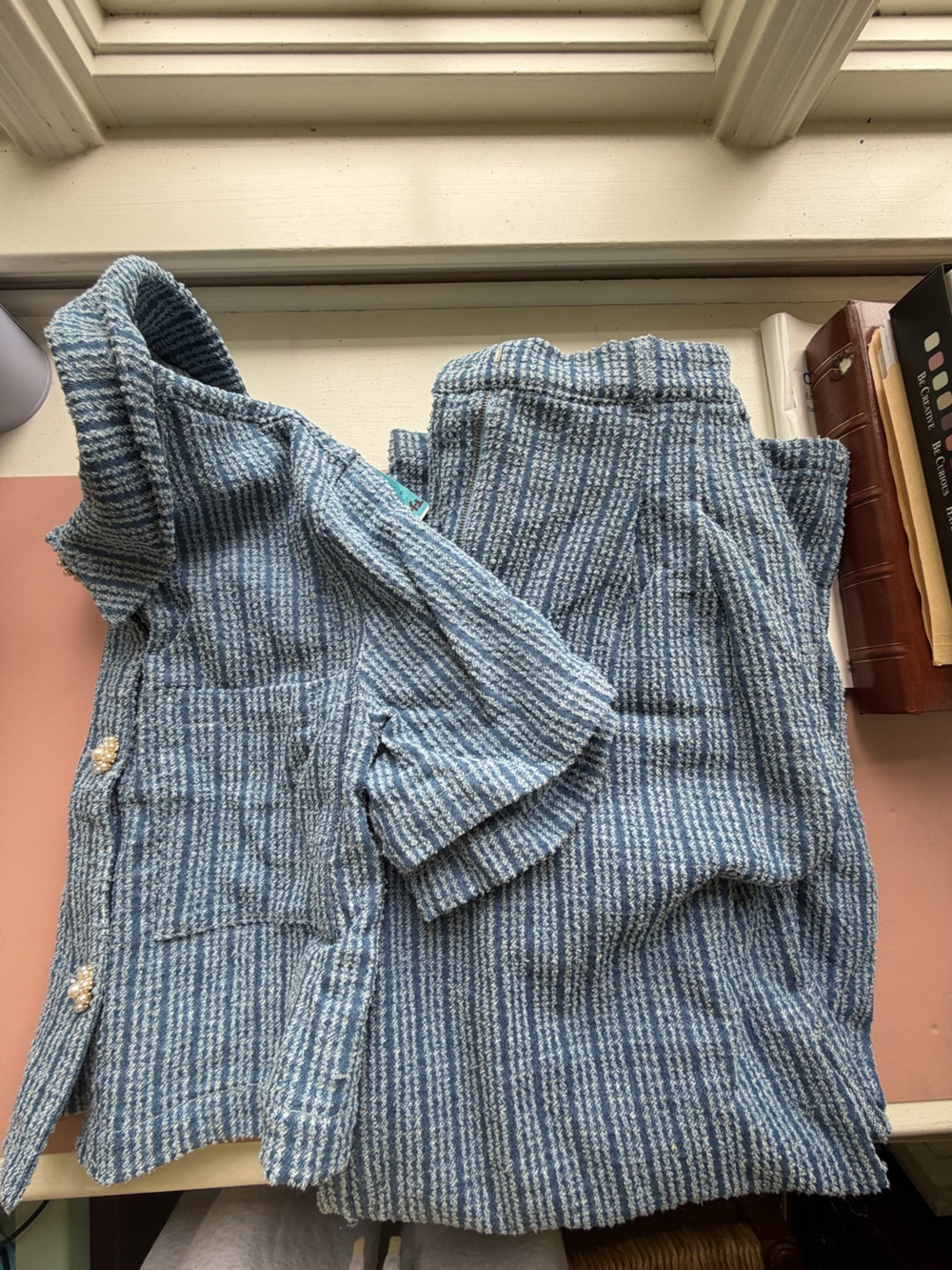 House of Harlow 1960 Blue Striped Knit Two-Piece Set